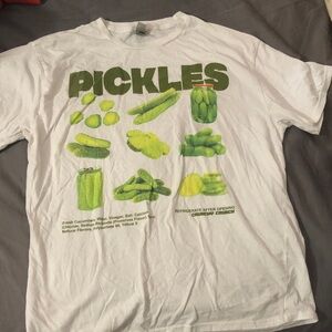 White T-Shirt with Pickles Graphic